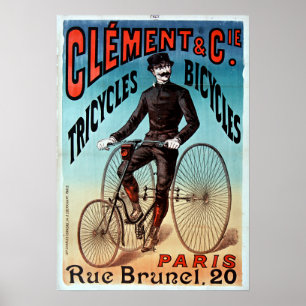 Poster Charles Verneau clemente e bicicletas dos