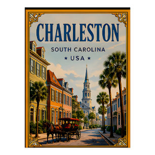 Póster 🏛️ Charleston Carolina do Sul Histórico Retro