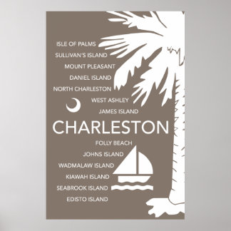 Póster Charleston SC Towns - Brown