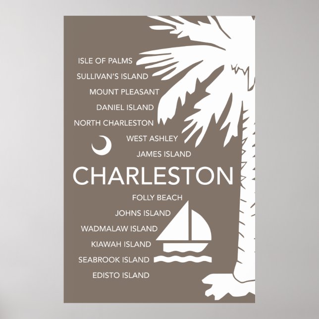 Póster Charleston SC Towns - Brown (Frente)