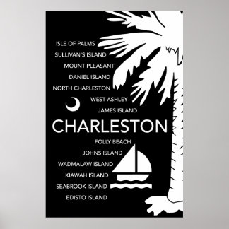 Póster Charleston SC Towns - Preto