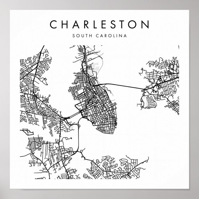 Poster Charleston South Carolina Minimal Modern Street (Frente)