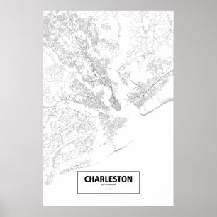 Póster Charleston, South Carolina (preto no branco)