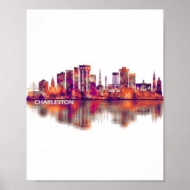 Poster Charleston South Carolina Skyline (Frente)
