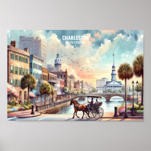 Poster Charleston South Carolina Viagem Places aqucolor