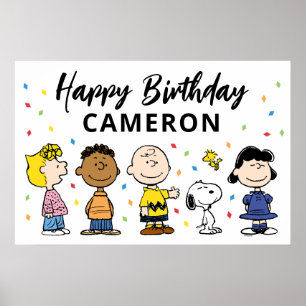 Poster Charlie Brown e Gang Confetti Aniversário