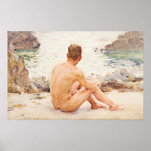 Póster Charlie sentado na areia (Frente)