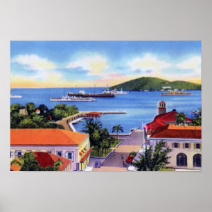 Poster Charlotte Amalie St Thomas Virgin Islands Downtow