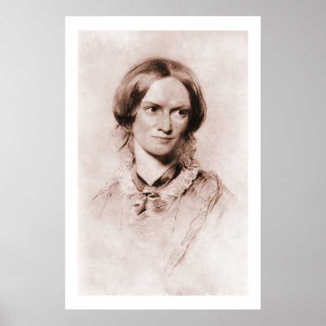Poster Charlotte Brontë sepia retrato de George Richmond (Frente)