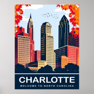 Poster Charlotte, Cidade no Outono, Carolina do Norte, Vi