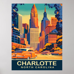Poster Charlotte, City Center, Carolina do Norte, Viagem