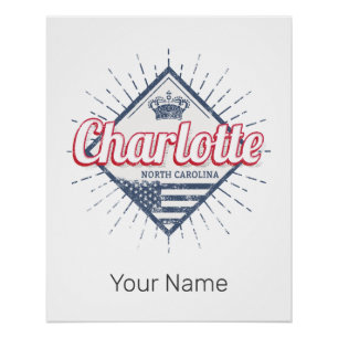 Póster Charlotte City North Carolina Estados Unidos EUA