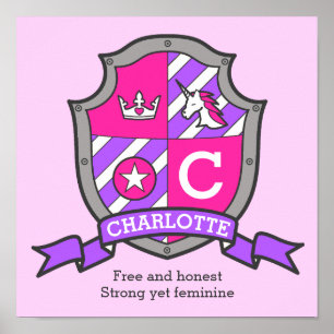 Póster Charlotte garotas chamam de escudo heráldico