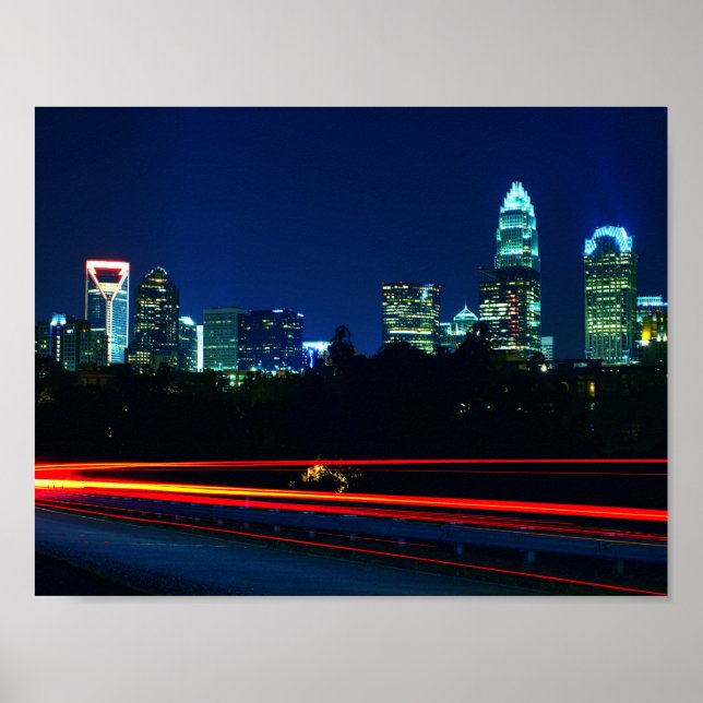 Póster Charlotte NC Skyline (Frente)