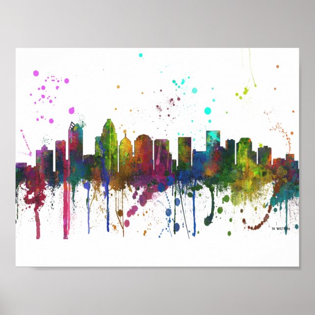 POSTER CHARLOTTE, NORTE DA CAROLINA SKYLINE (Frente)