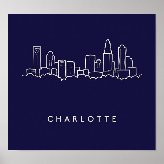 Poster Charlotte, North Carolina City Skyline (Frente)