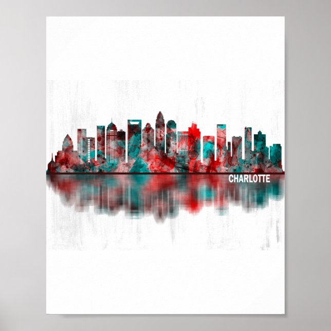 Poster Charlotte North Carolina Skyline (Frente)
