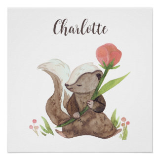 Póster "Charlotte" Personalizada Skunk & Flower da Aquare