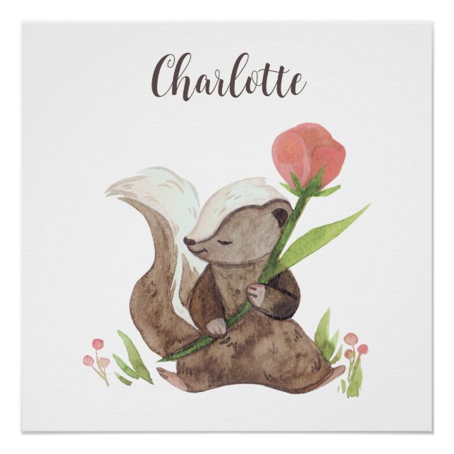 Póster "Charlotte" Personalizada Skunk & Flower da Aquare (Frente)
