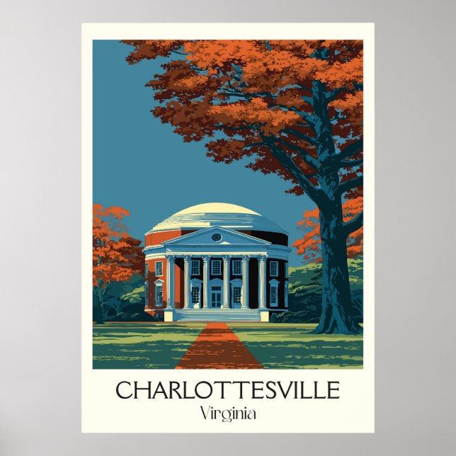 Poster Charlottesville Virgínia Rotunda (Frente)