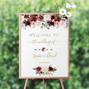 Poster Charm Burgundy - Sinal de Boas-Vindas Floral