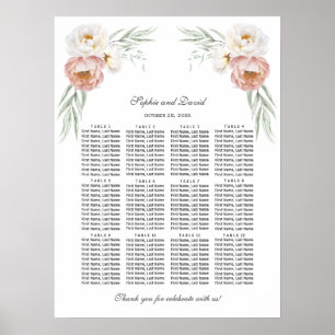 Poster Charm Dusty Rosa Flores Sentados de Casamento