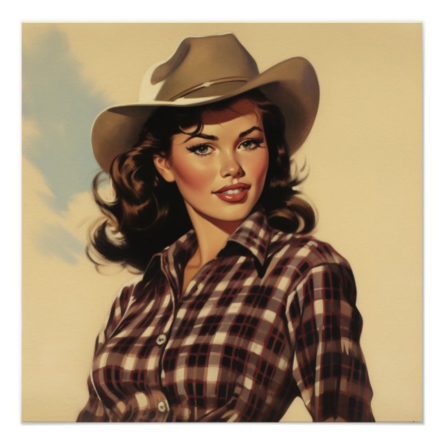 Póster Charme Clássico de Cowgirl: Sussurros Selvagens do (Frente)