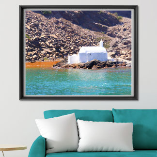 Poster Charme Costeiro: Capela Isolada de Santorini, Gréc