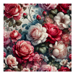Póster Charme Floral Rosa Atemporal