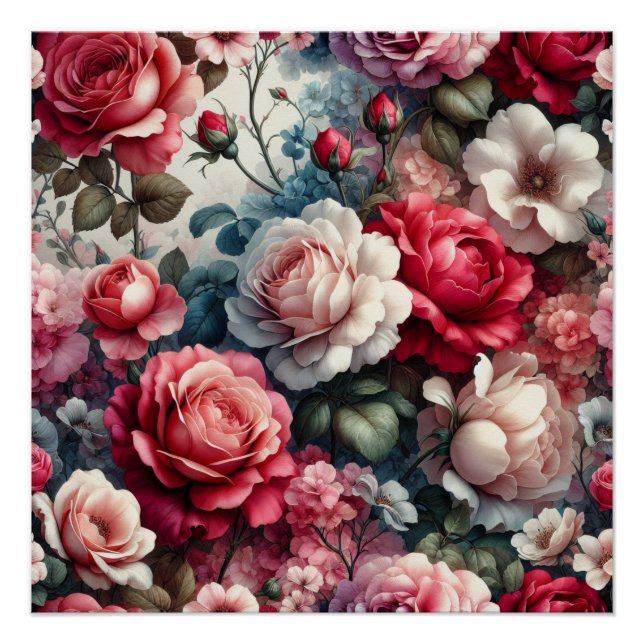 Póster Charme Floral Rosa Atemporal (Frente)