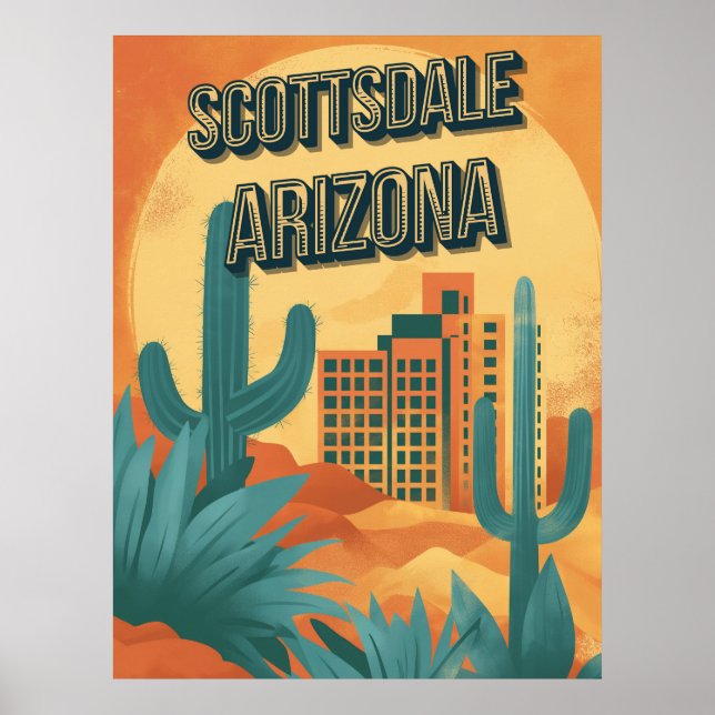 Poster Charme Retroativo de Scottsdale - Arizona de Vinta (Frente)