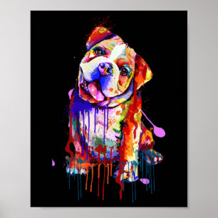 Poster Charming Bulldog Rainbow Colors Art Splash Art