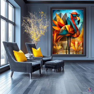 Poster Charming Flamingo - Cubista Legal em Shades
