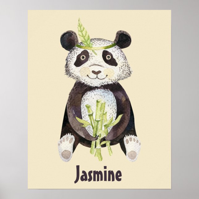 Poster Charmoso Boho Panda Personalizado (Frente)