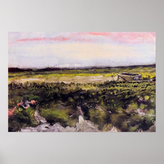 Poster Charneca com Carrinho de Mão por Vincent van Gogh (Frente)