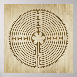 Poster Chartres Labyrinth - Símbolo Espiritual Antiquado