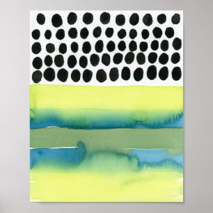 Poster Chartreuse e Aqua Bolinhas Watercolor