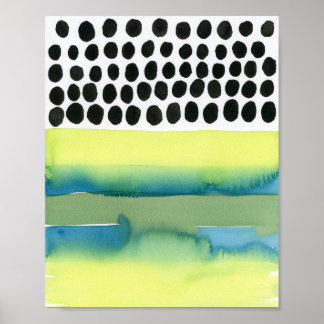 Poster Chartreuse e Aqua Bolinhas Watercolor