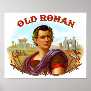 Póster Charuto do ~ & etiqueta romanos velhos dos