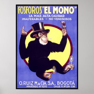 Póster Charutos cubanos Fosforos El Mono