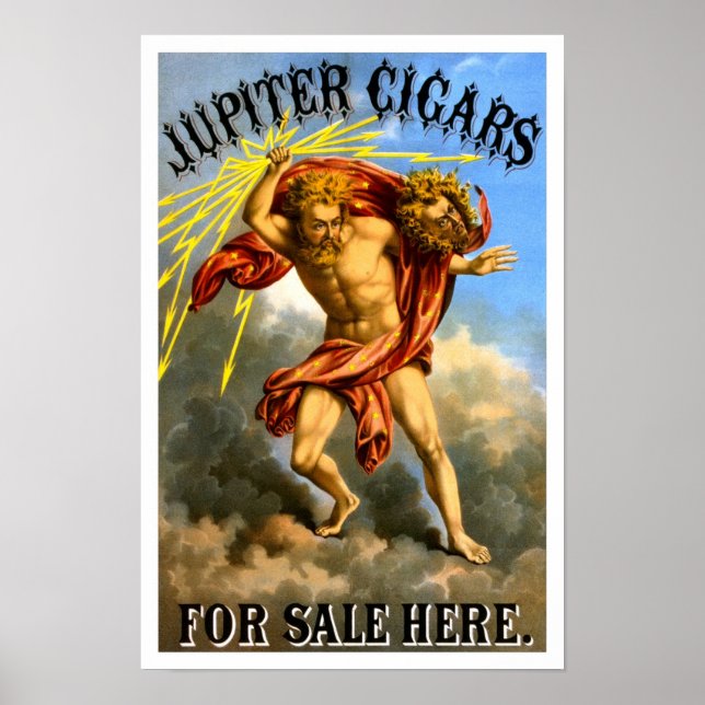 Póster Charutos Júpiter, 1868. Publicidade Antiga (Frente)
