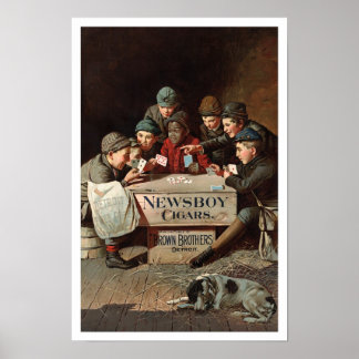 Póster Charutos Newsboy, 1894. Publicidade Antiga