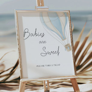 Poster Chás de fraldas de balão de ar quente azul Os bebê