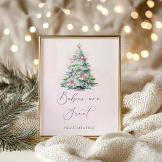 Poster Chás de fraldas de Natal cor-de-rosa Os bebês são