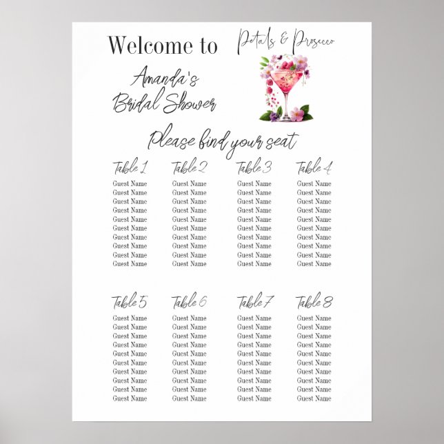 Poster Chás de panela Petais e Prosecco Floral (Frente)