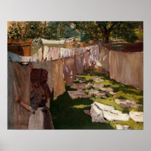 Poster Chase - Wash Day, Backyard, Brooklyn 1886