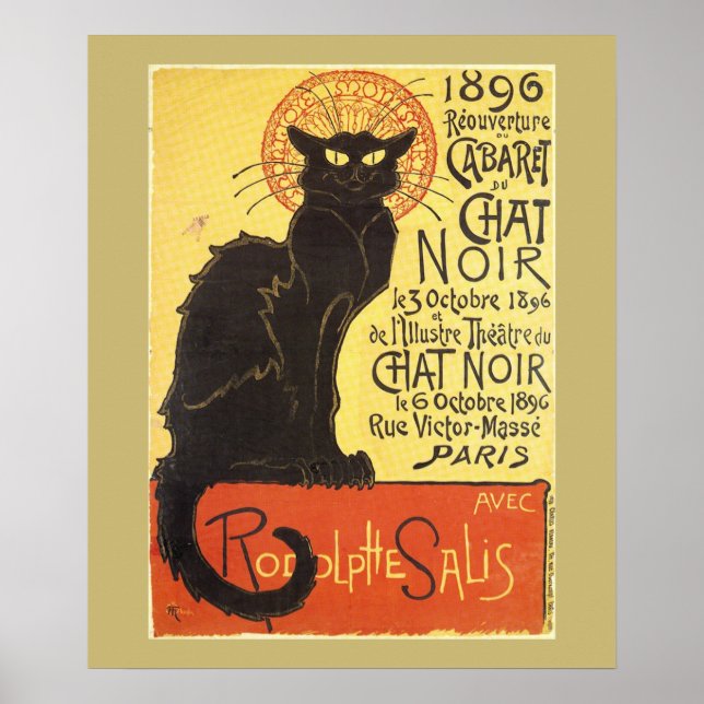 Poster Chat Noir Steinlen Belle Epoque Vintage Art (Frente)