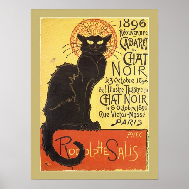 Poster Chat Noir Steinlen Belle Epoque Vintage Art (Frente)