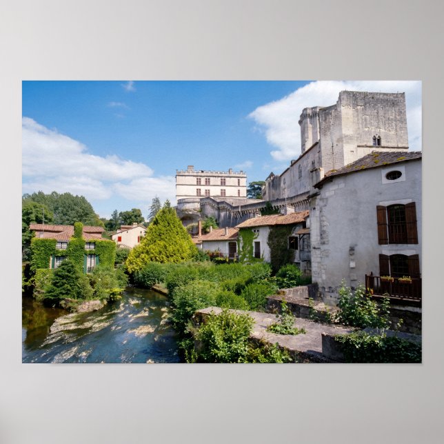 Poster Château de Bourdeilles e Rio Dronne, Dordogne (Frente)