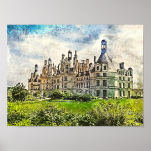 Poster Chateau de Chambord, França.